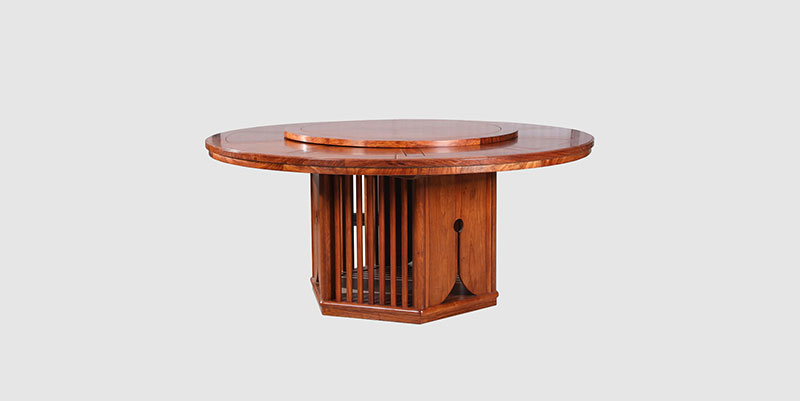 麦盖提中式餐厅装修天地圆台餐桌红木家具效果图